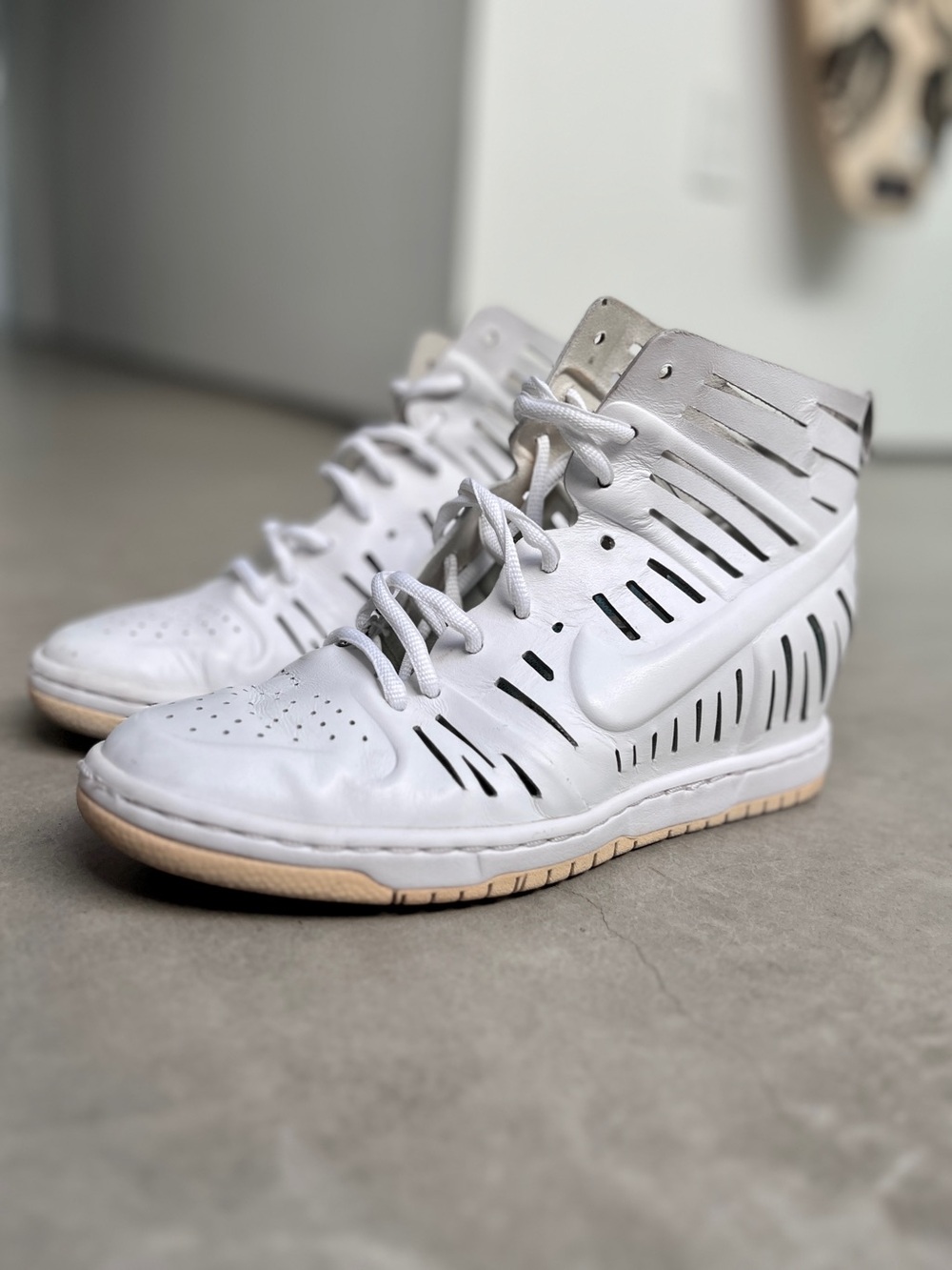 Nike Dunk Sky Hi 2.0 Joli White Laser Cutout Hidden Wedge Sneakers 6.5
